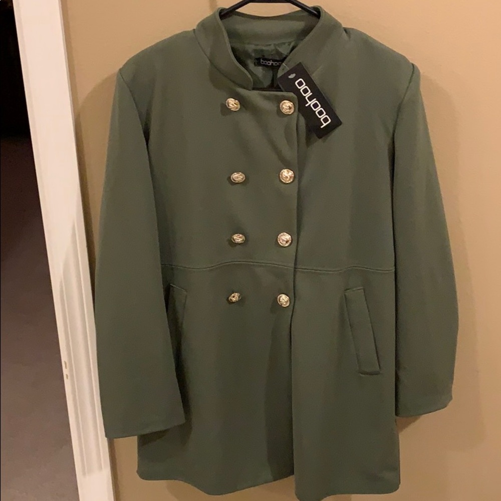 Khaki pea coat with tags